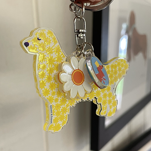 Golden retriever daisy dog bag charm + key chain