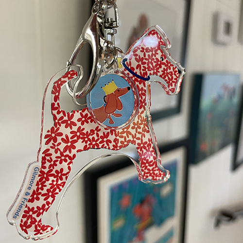 wire haired fox terrier daisy dog bag charm + key chain