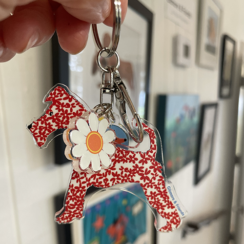 wire haired fox terrier daisy dog bag charm + key chain